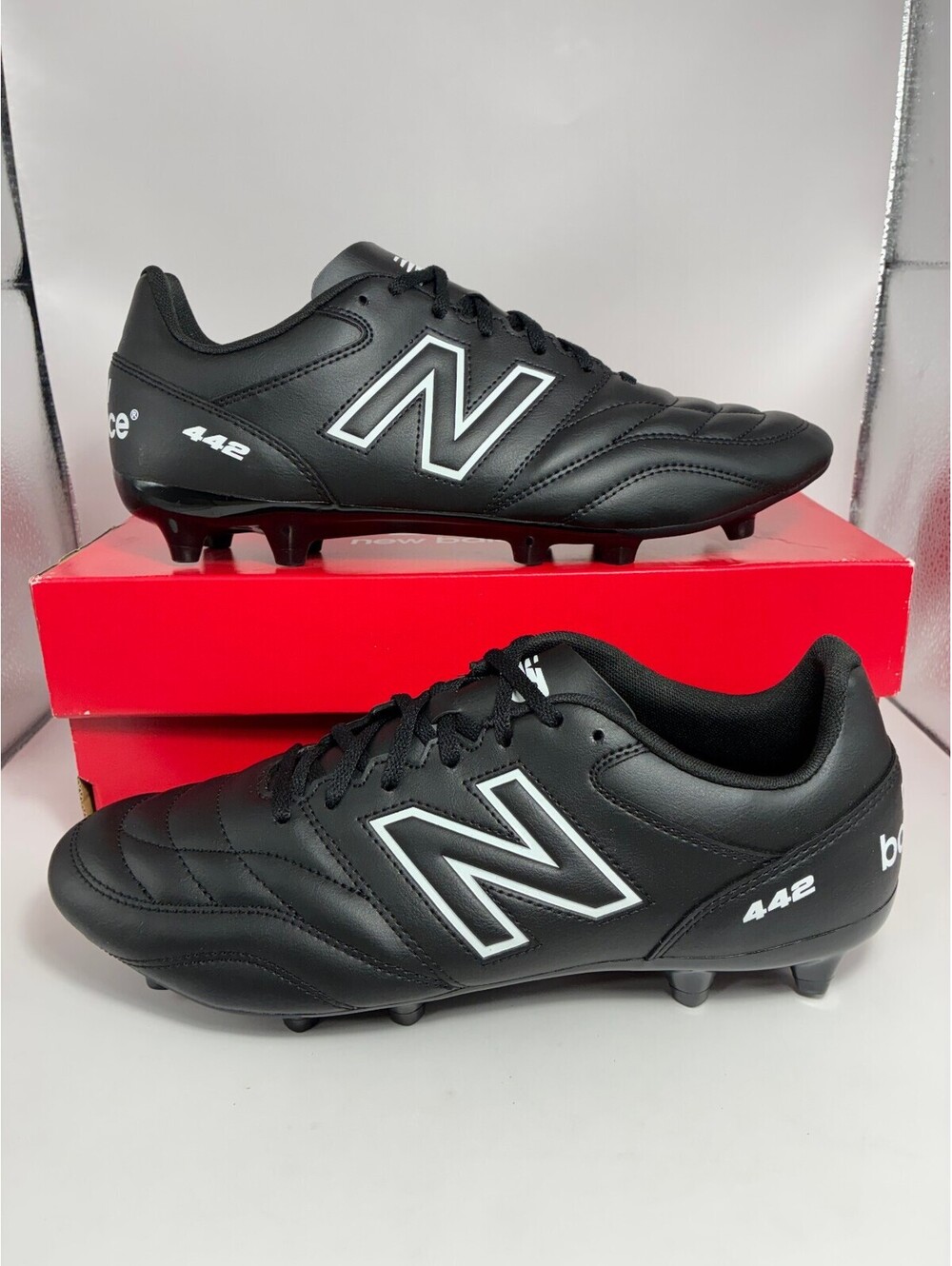 Size 12 - New Balance 442 V2 Academy FG Black White Soccer Cleats